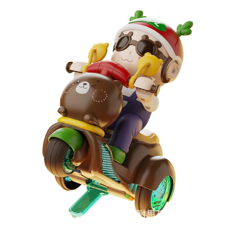 Bisiklete Binen Işıklı Sesli Müzikli Etrafında Dönebilen Motorcu