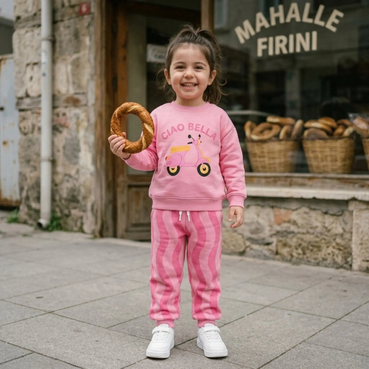 Kız Çocuk 3 İplik Şardonlu Takım 2-8 Yaş Pembe