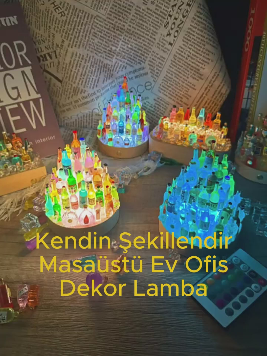 Ev-Ofis İçin Dekoratif Kendin Yap Masaüstü Işıklı Bar Süsleri