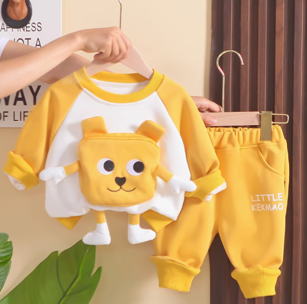 Sarı-Beyaz Ön Cepli Unisex Çocuk Takım 0-5 Yaş