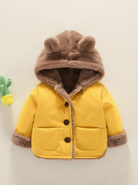 Unisex Kışlık Mont Ceket 1-5 Yaş Sarı Renk