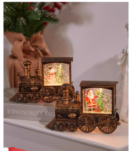 Hediyelik Işıklı Yılbaşı Treni-Altın Renk